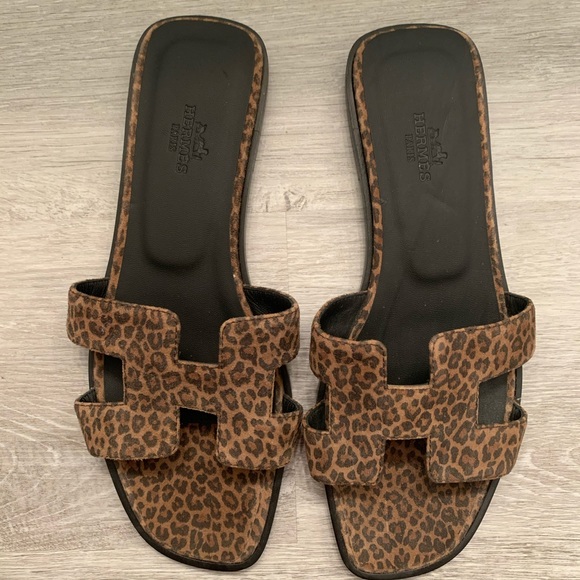 Hermes Shoes - New Hermes Oran Leopard Print H Sandal 36.5 *READ*